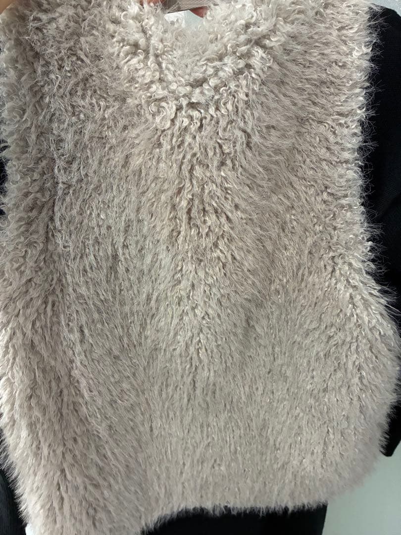 DOUDOU フェイクカシミアベスト　グレー　値下げ可　ファーベスト
