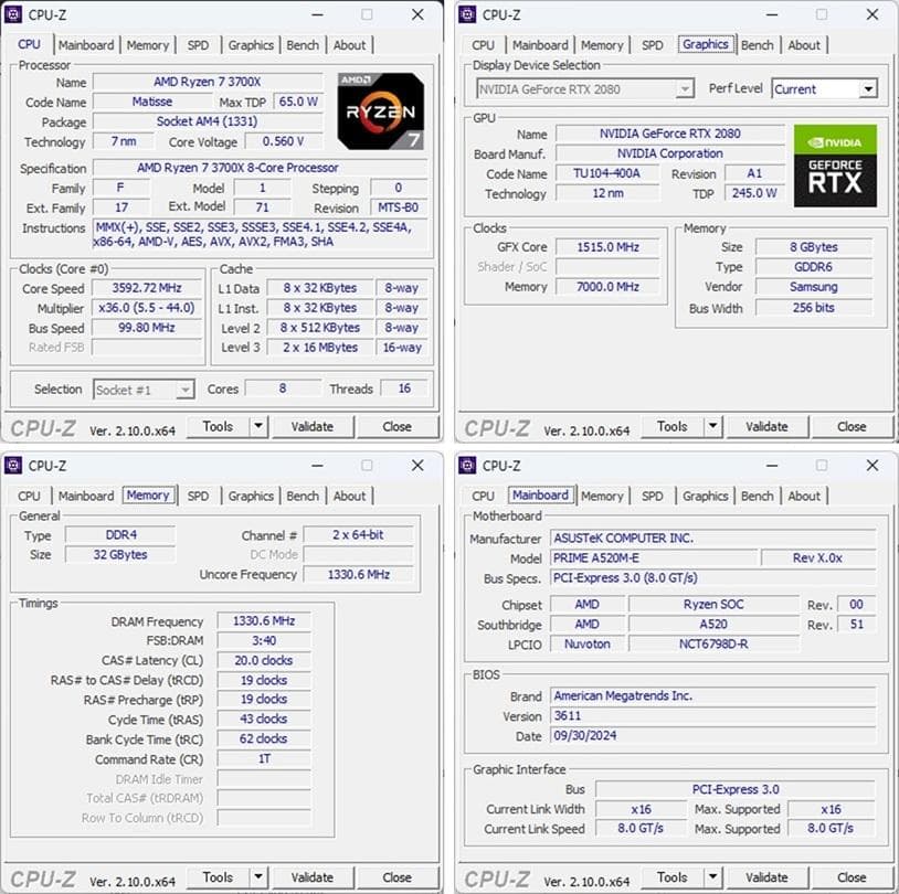 ゲーミングPC/Ryzen7 3700X/RTX2080/メモリ32GB