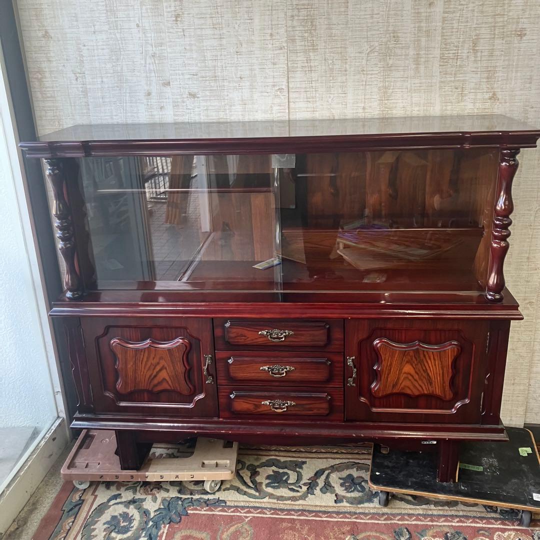 昭和レトロ ミッドセンチュリー 大型 木製サイドボード 飾り棚 古家具 古道具