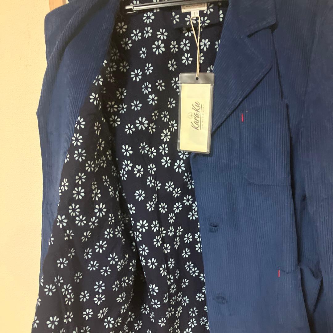 KaraKu ネイビー コーデュロイ テーラードジャケット