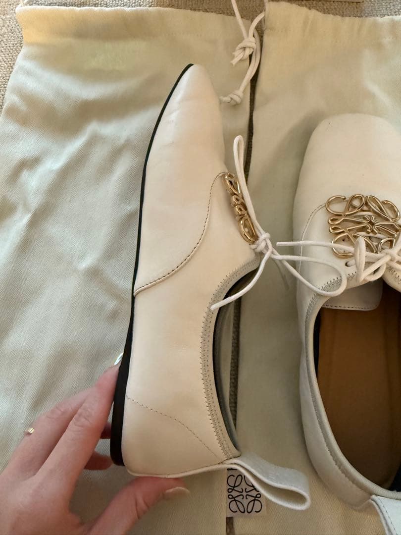 《mimi》定価12万loewe ソフトダービーフラットシューズアナグラム