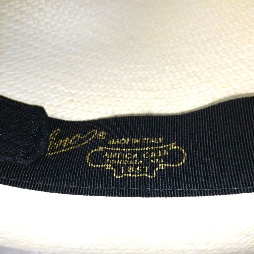 Borsalino 美品パナマ帽 オフホワイト青いリボンＬサイズ59cm