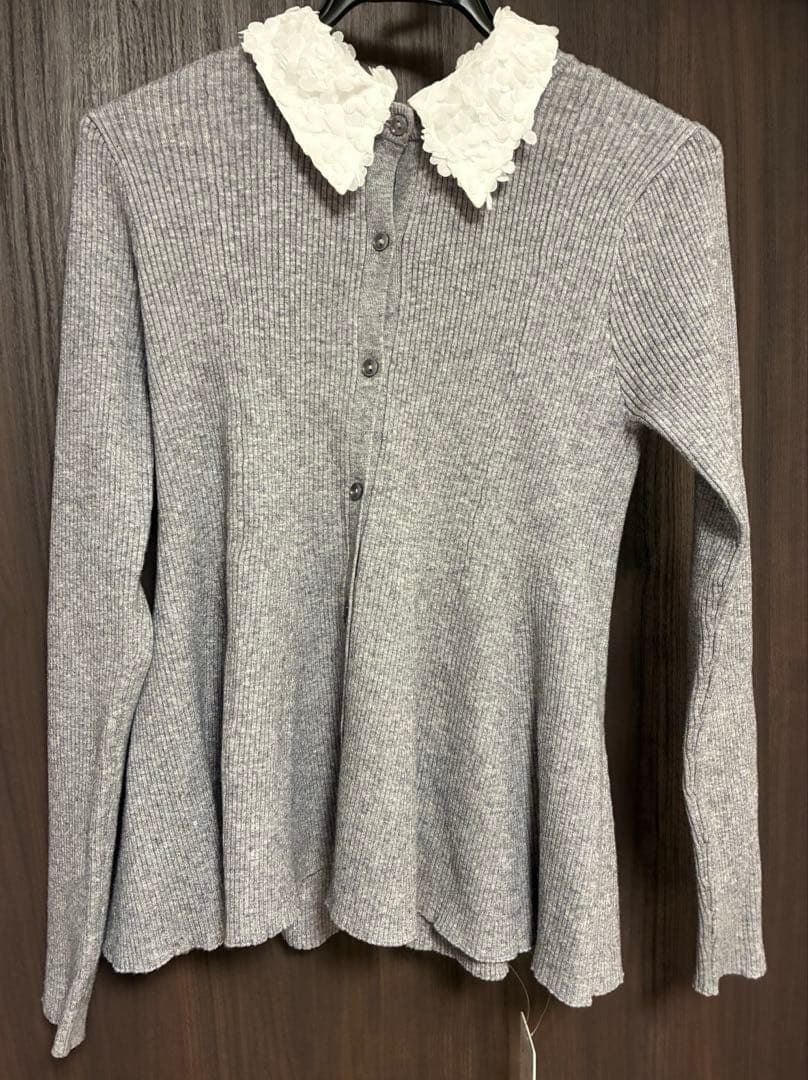 NATURAL BEAUTY BASIC 2wayカラーペプラムニット　グレー