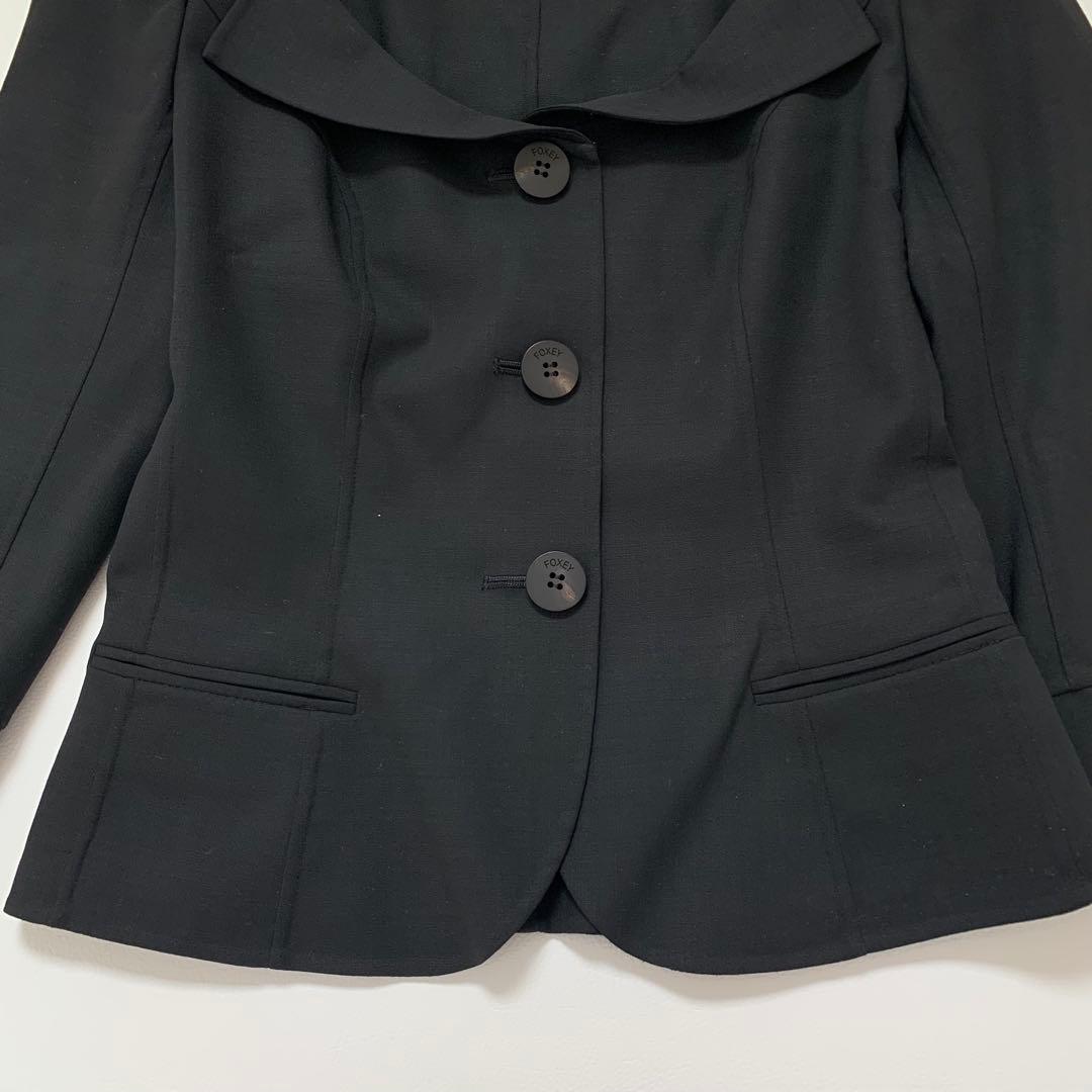 FOXEY ウール混　ジャケット　女優襟　ブラック