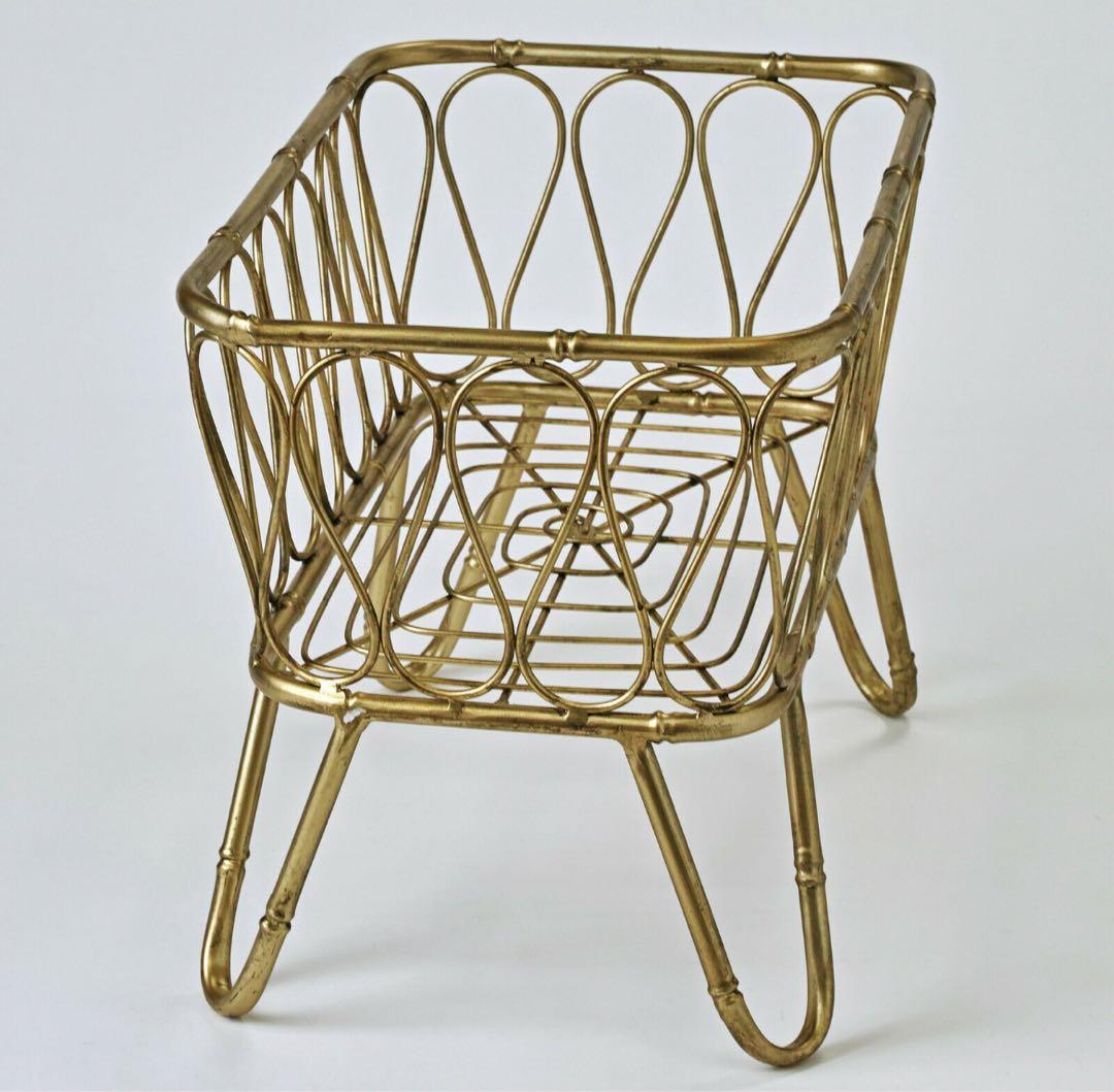 脚付きバスケット ゴールド LUXE カゴ 収納　送料込み