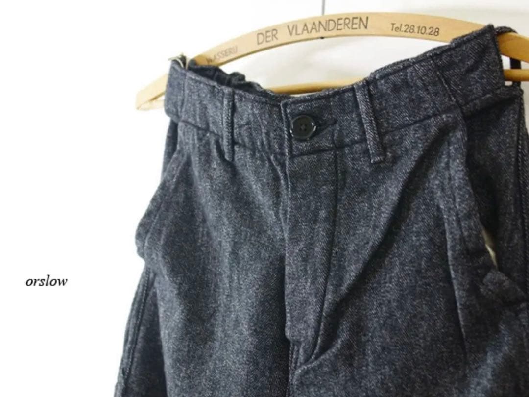 orSlow フレンチワークパンツ グレー ウールヘリンボーン M