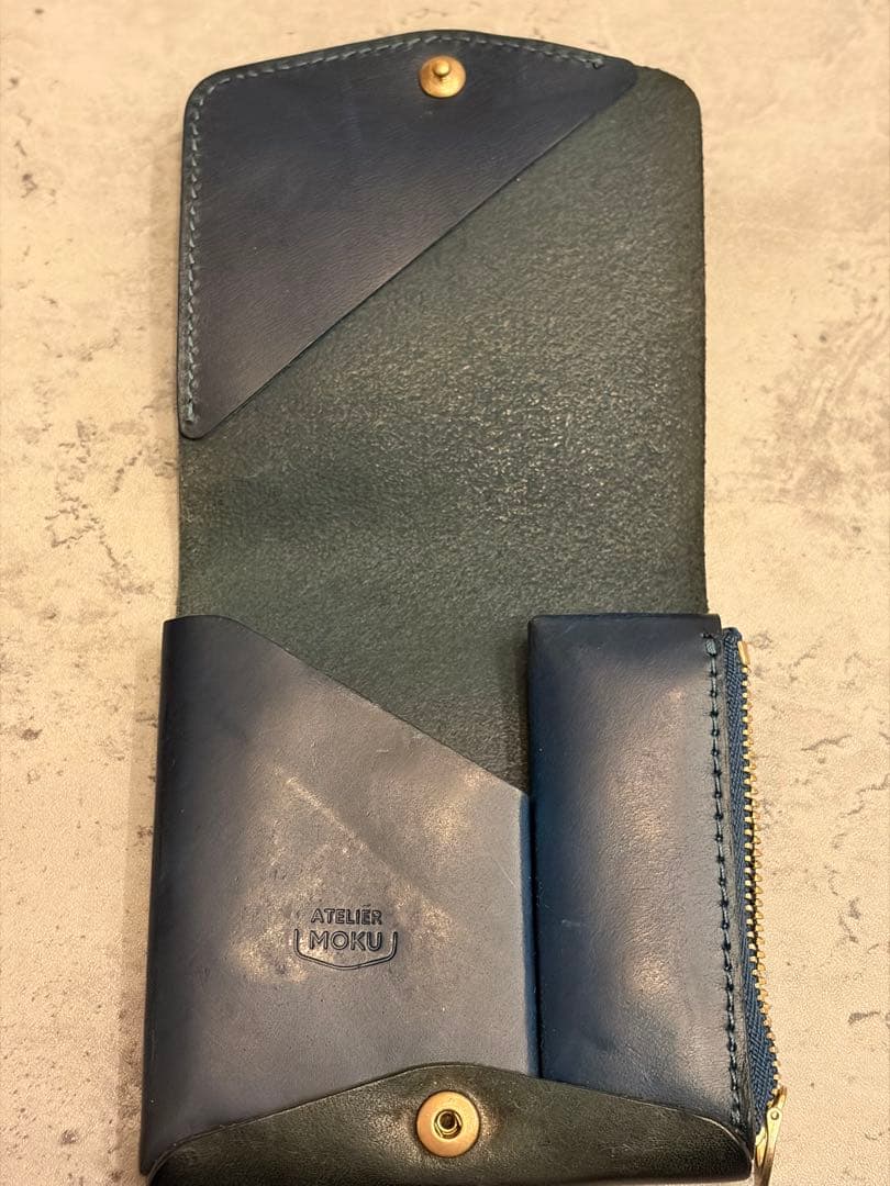 【美品】moku Saku ver.3 プエブロ ミニ財布 PETROLIO