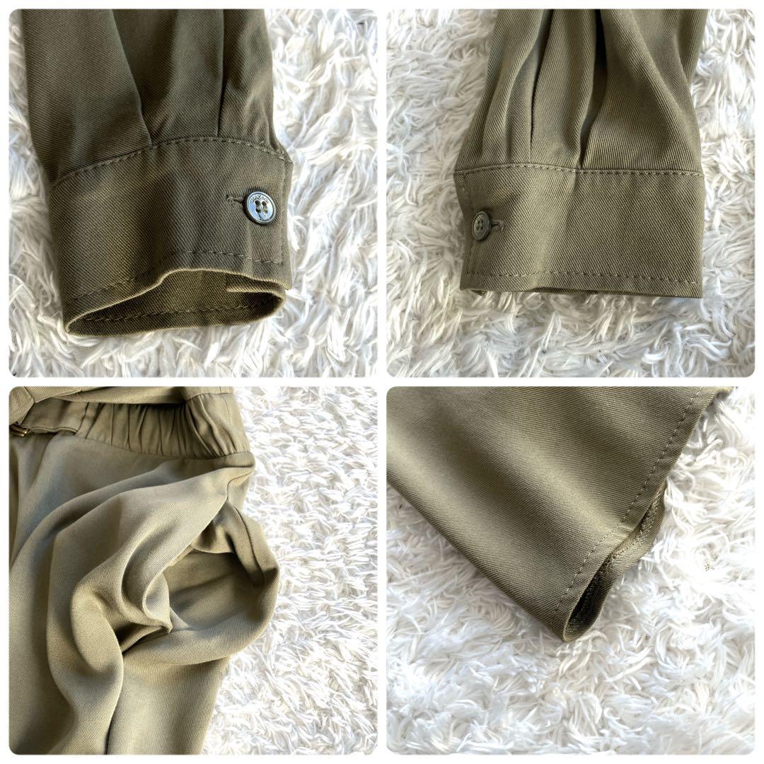 近年✨マックスアンドコー シャツワンピース ベルト マキシ フレア カーキ 42