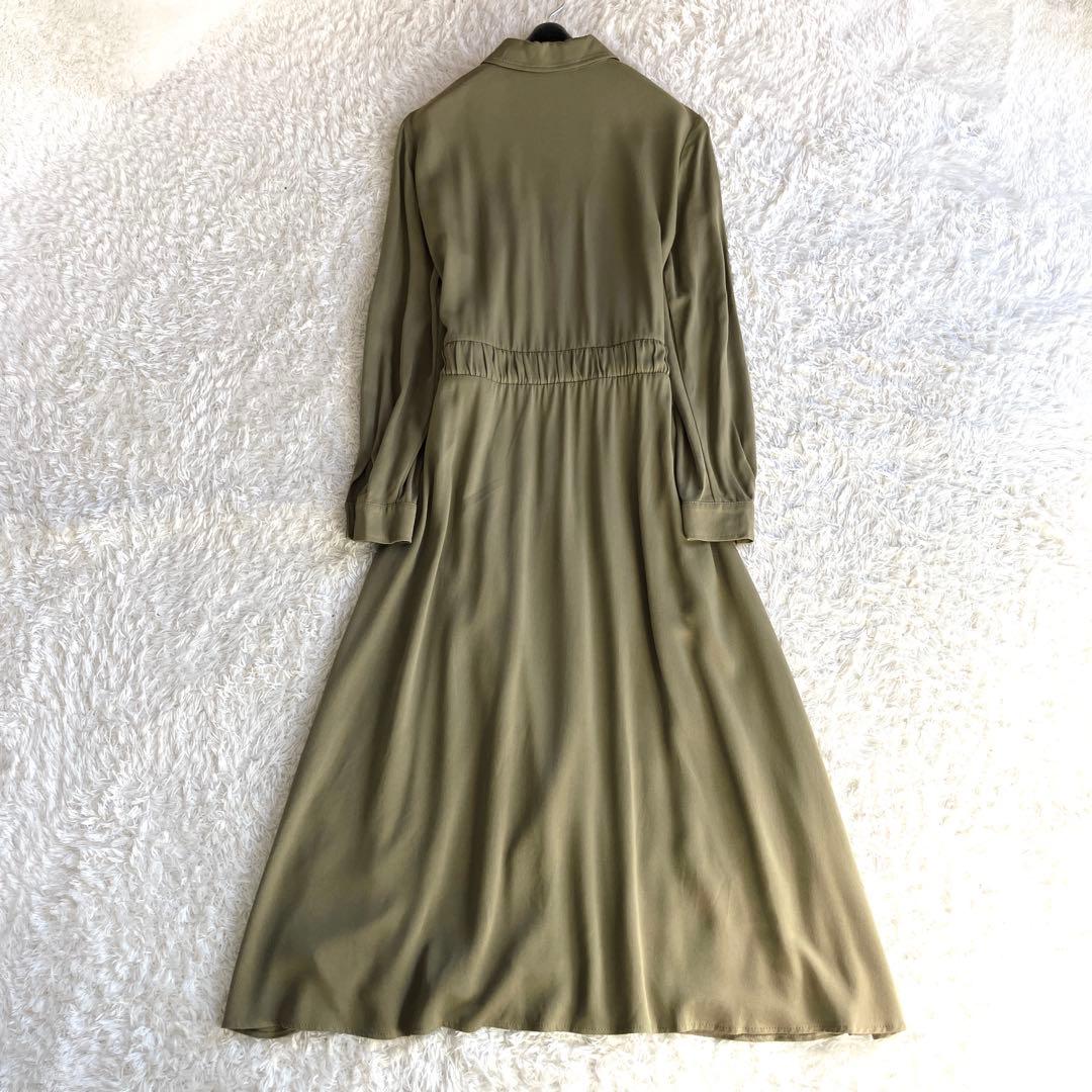 近年✨マックスアンドコー シャツワンピース ベルト マキシ フレア カーキ 42