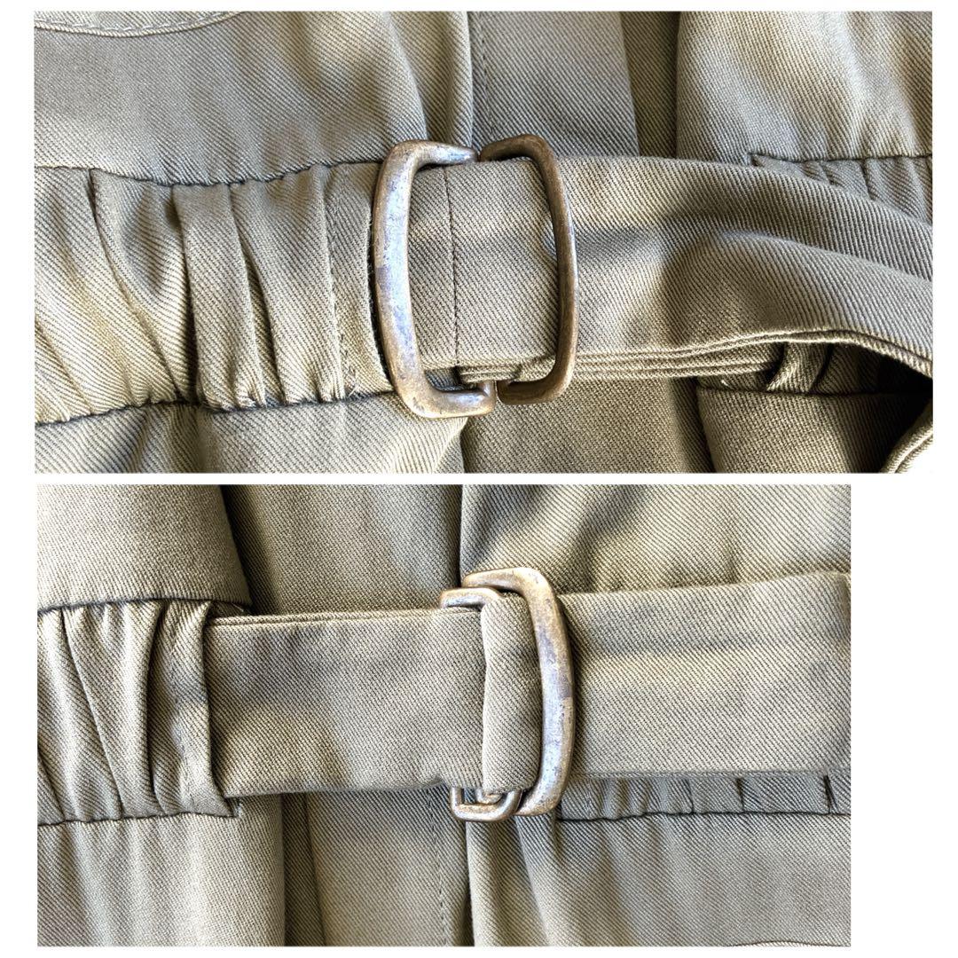 近年✨マックスアンドコー シャツワンピース ベルト マキシ フレア カーキ 42