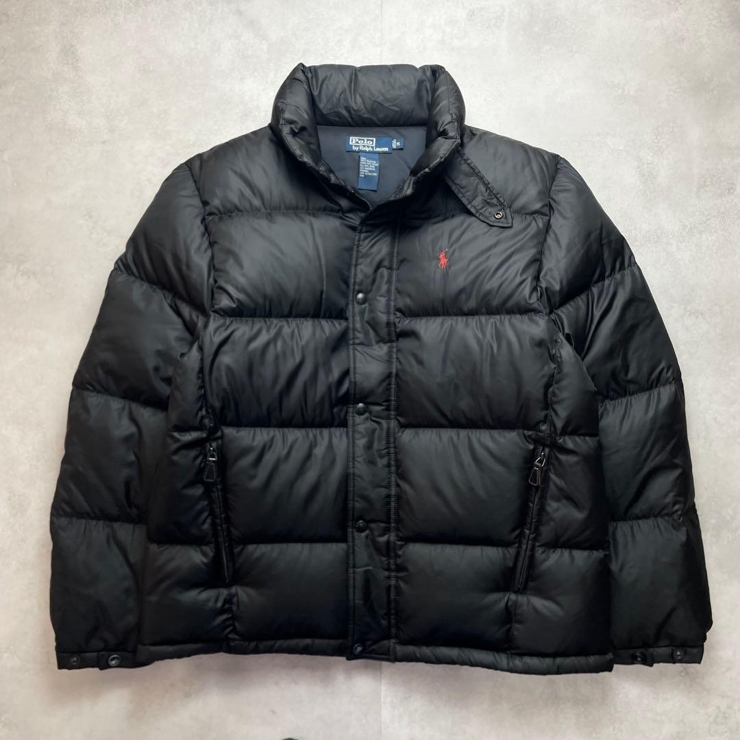 希少 美品 90s ラルフローレン ダウンジャケット チンストラップ 肉厚 黒M