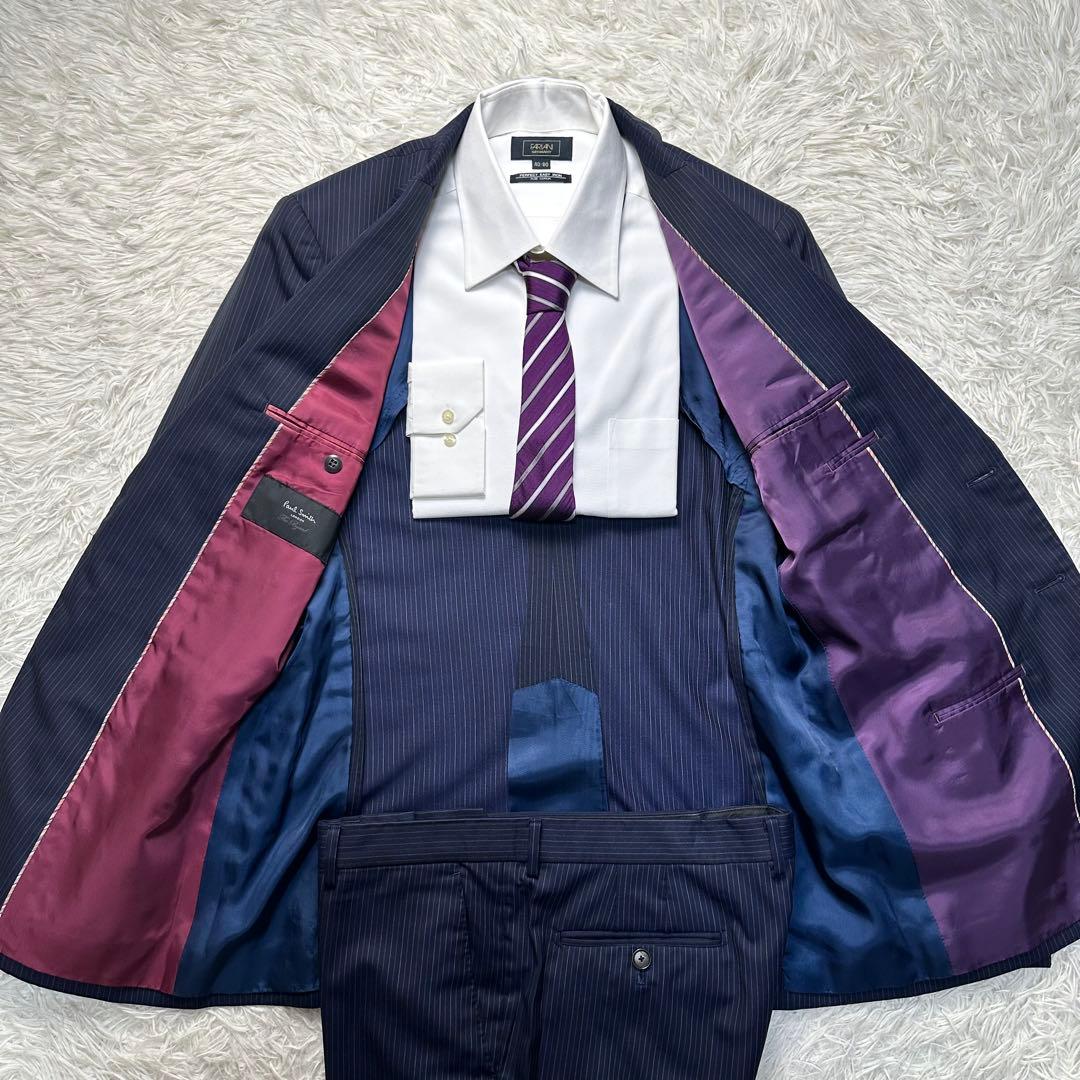 現行 美品 ポールスミス マルチカラー 2トーン ネイビー ストライプ XL