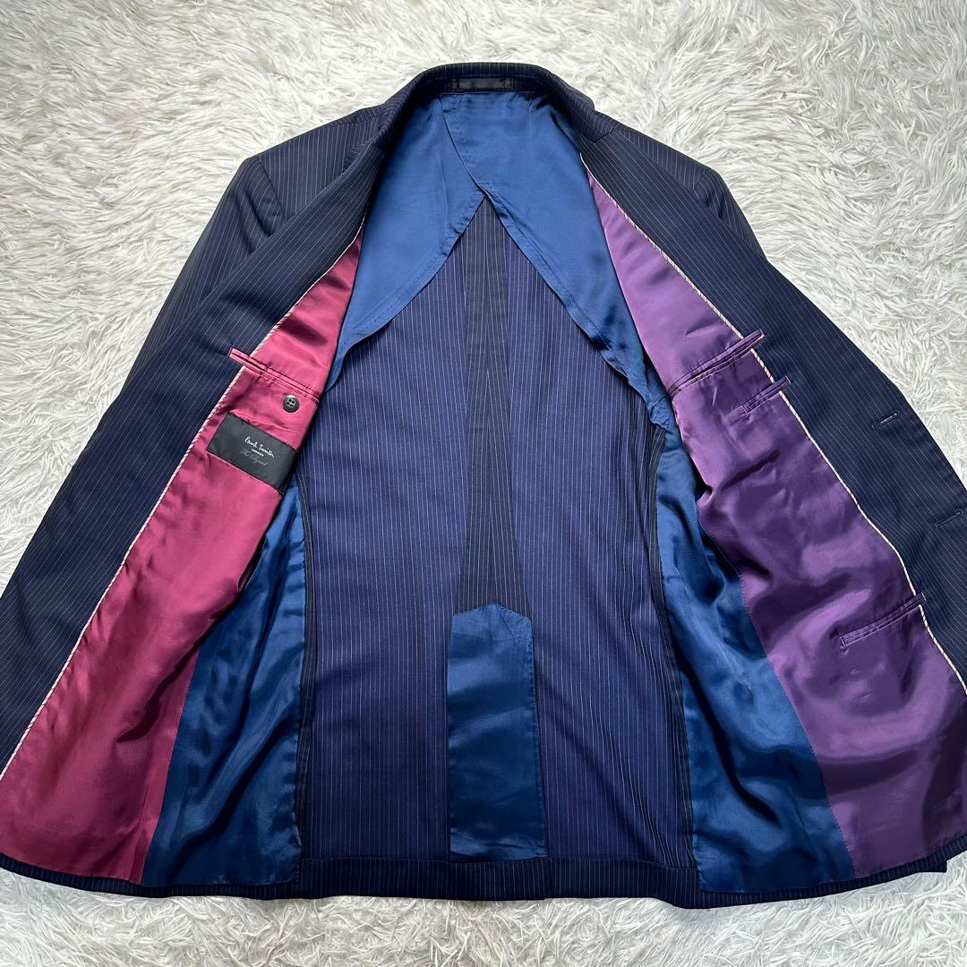 現行 美品 ポールスミス マルチカラー 2トーン ネイビー ストライプ XL