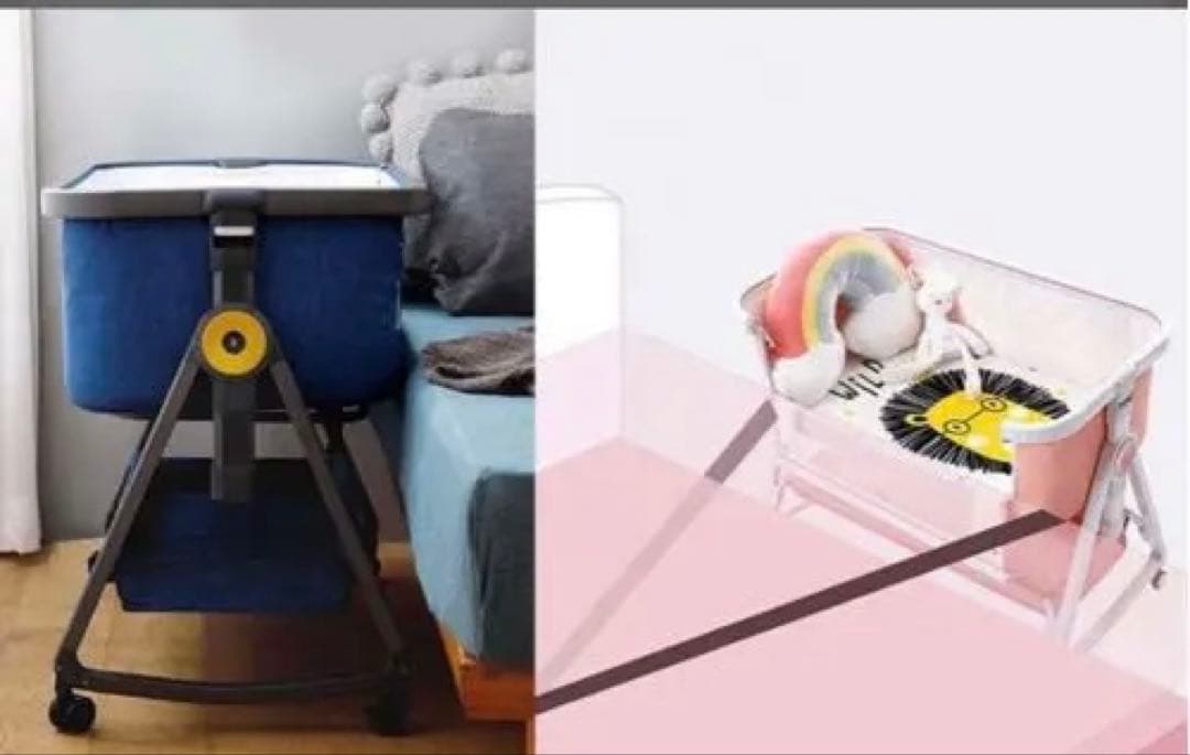 HZDMJ 高さ調整可能 ベビーベッド グレー