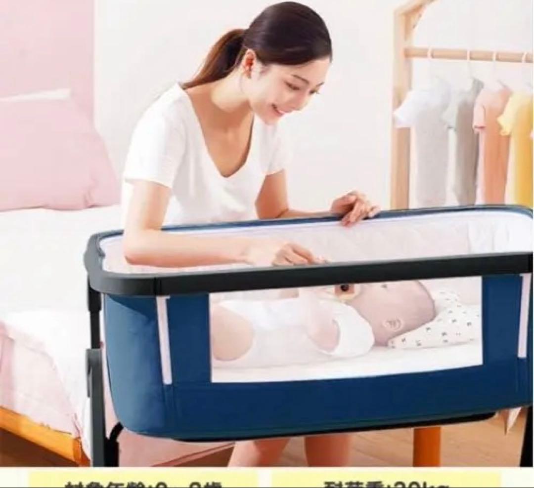 HZDMJ 高さ調整可能 ベビーベッド グレー