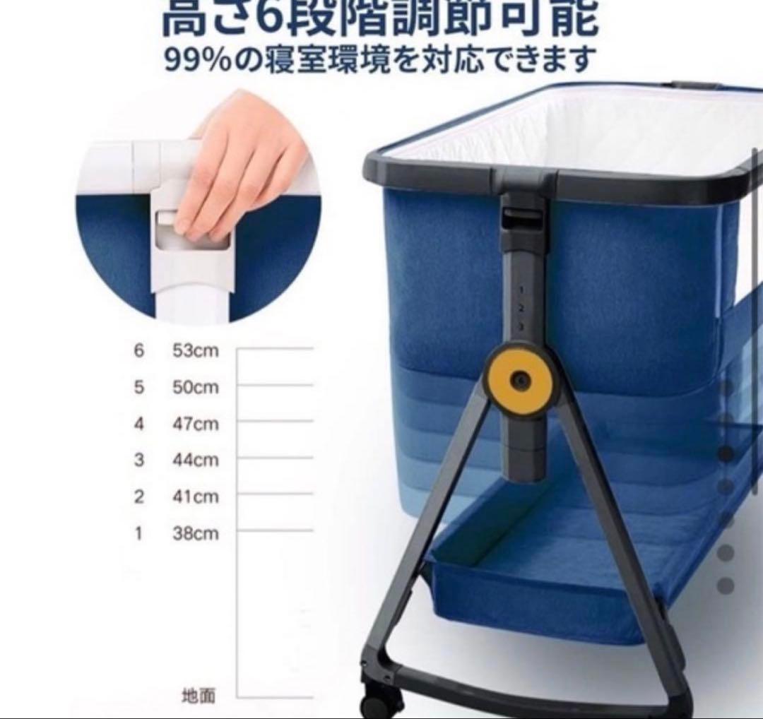 HZDMJ 高さ調整可能 ベビーベッド グレー