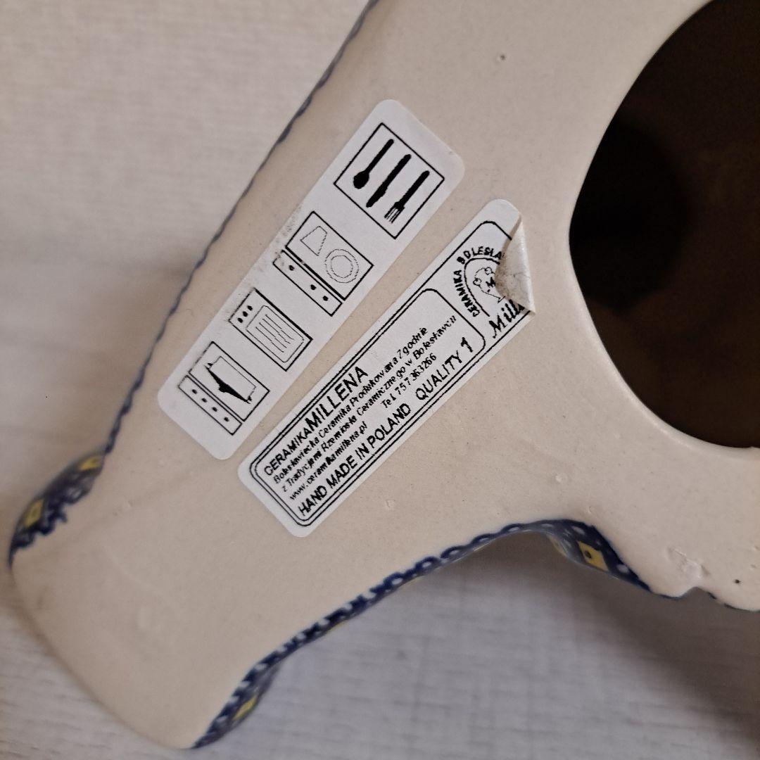 希少ベア☆ミレナ、ポーリッシュポタリー の置物くま。陶器置物 ポーランド