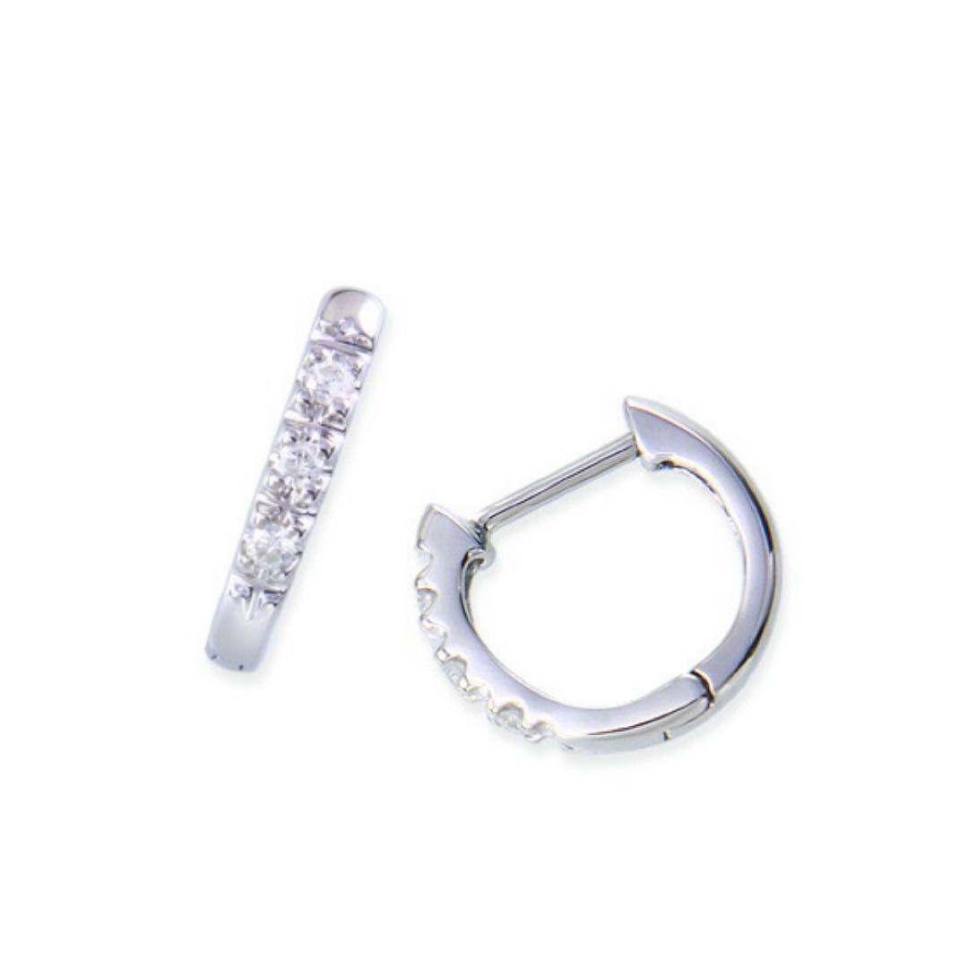 【片耳のみ】　ツツミ　K10ホワイトゴールドダイヤモンド　フープピアス