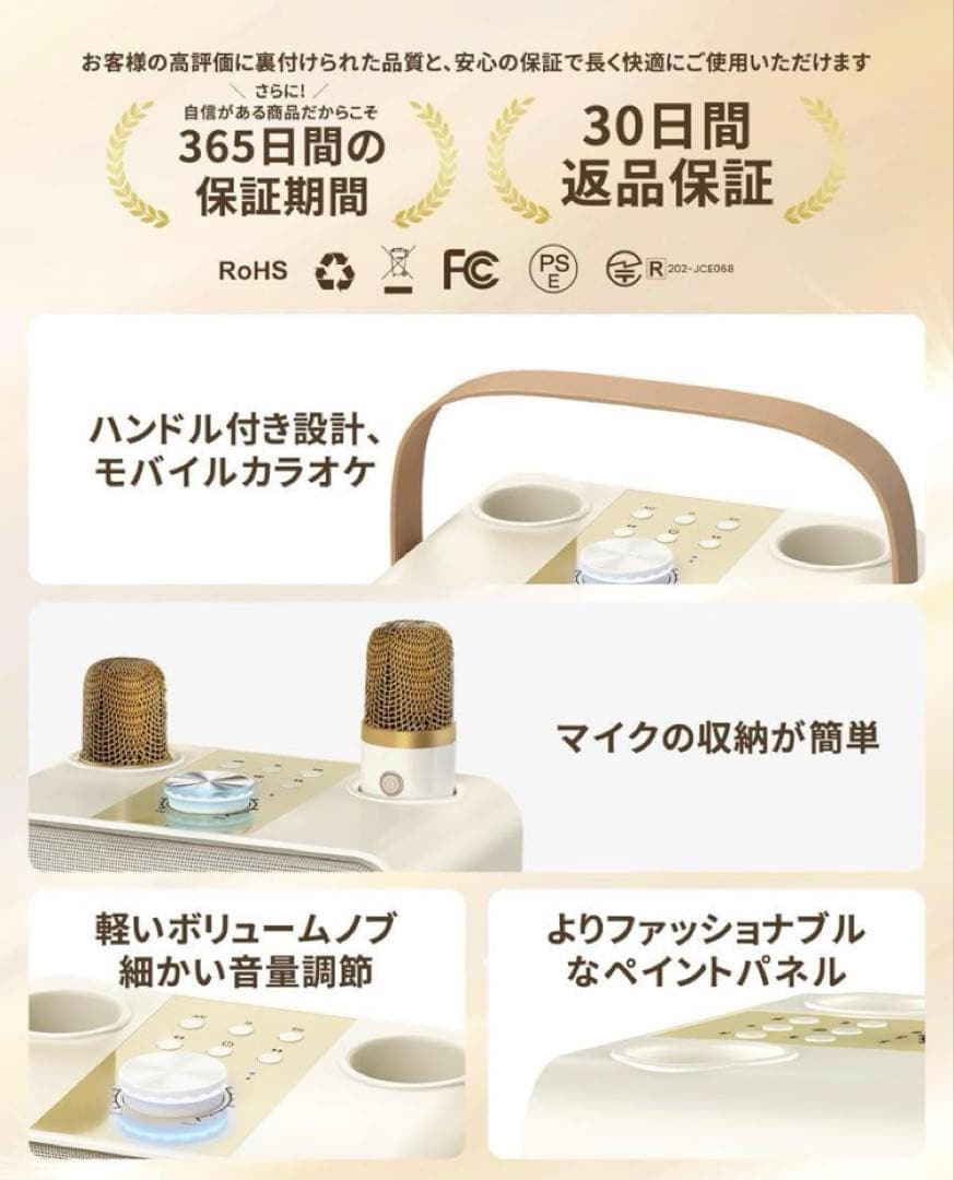 Blueera カラオケセット家庭用 BT マイク 2本 ワイヤレスカラオケ
