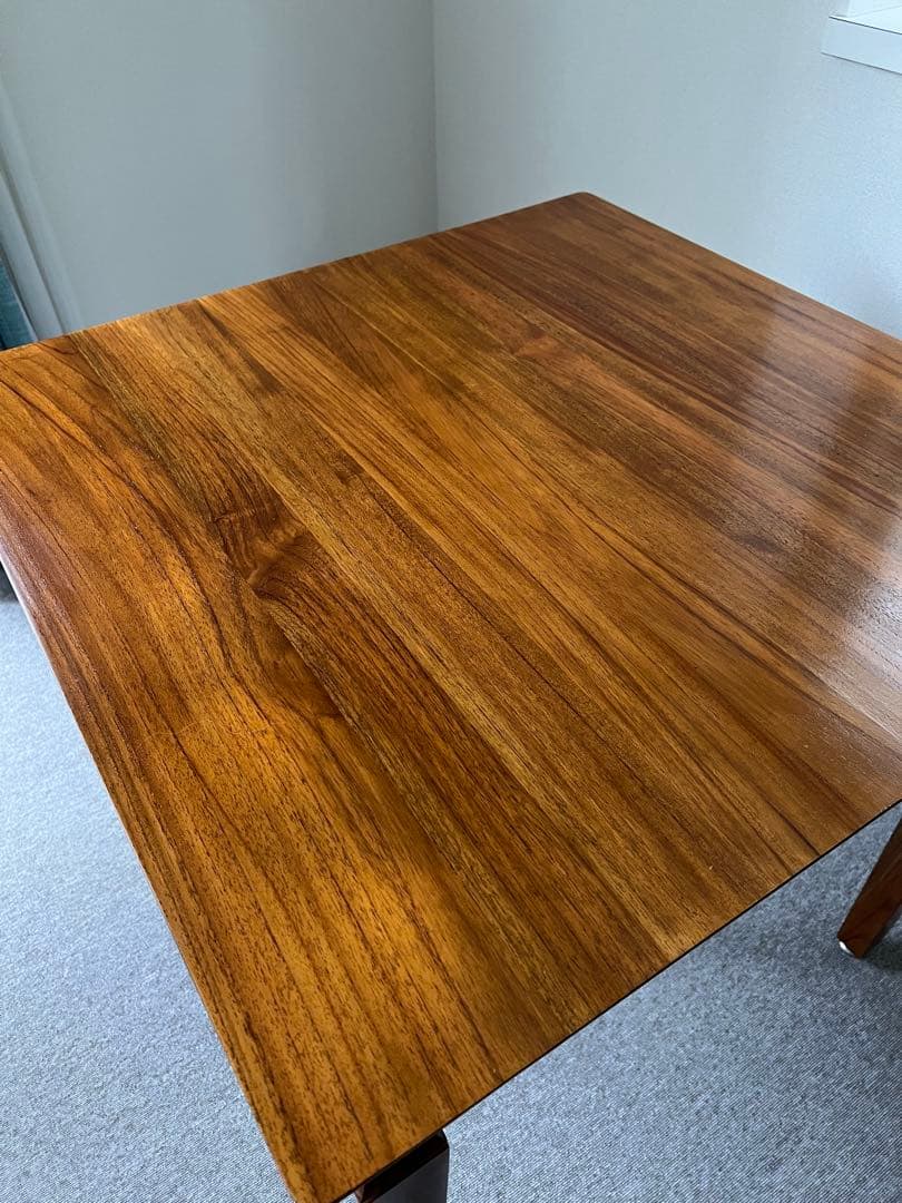 【あやちょ】ダイニングテーブル チーク 無垢材 正方形80×80