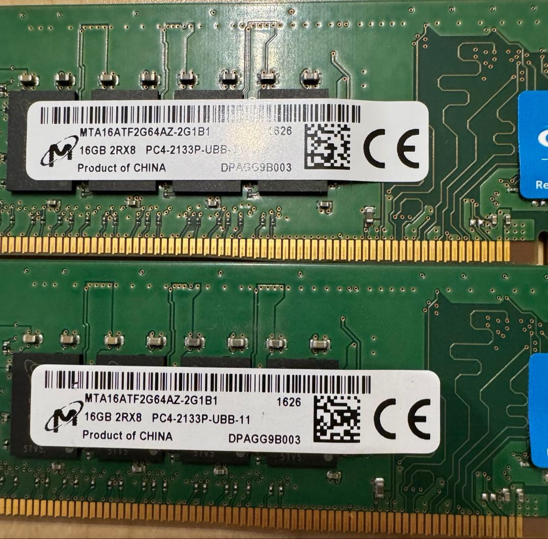 【新着動作確認済】Crucial メモリ DDR4-2133 16GB×2