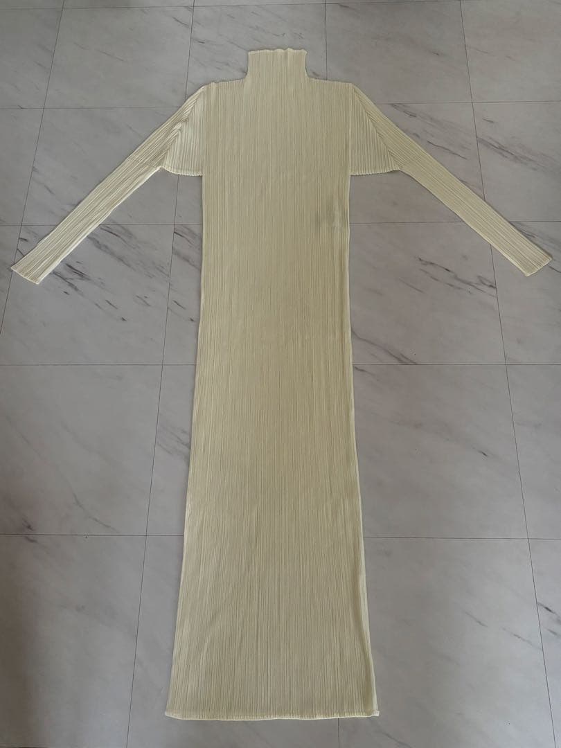＊未着用・極美品＊プリーツプリーズ ロングワンピース ハイネック アイボリー 4