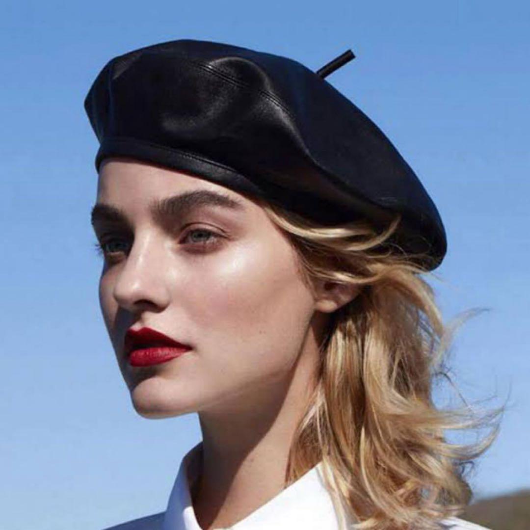 ディオール レザー ビー ベレー帽 レディース ブラック ゴールド