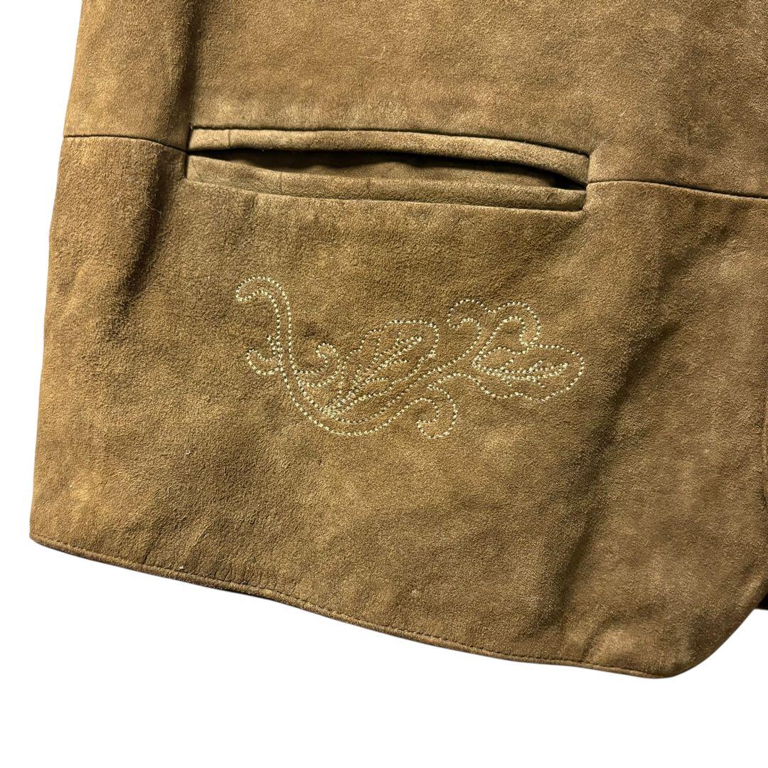 Sunagawa【希少】90sユーロ古着スエードレザーベストアラベスク刺繍