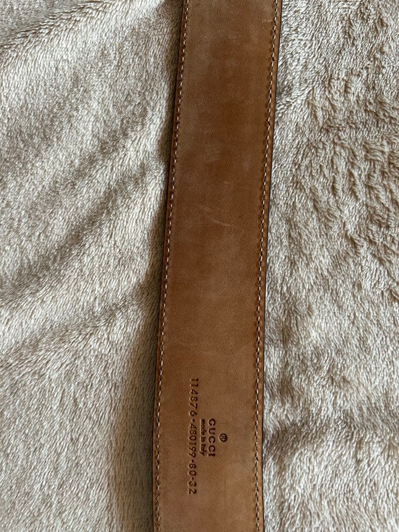 GW中お値下げ中!GUCCI ブラウンレザーベルト ダブルGロゴ