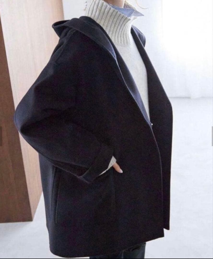 ハミルトンダブルフェイスフードリバーコート　36ネイビー