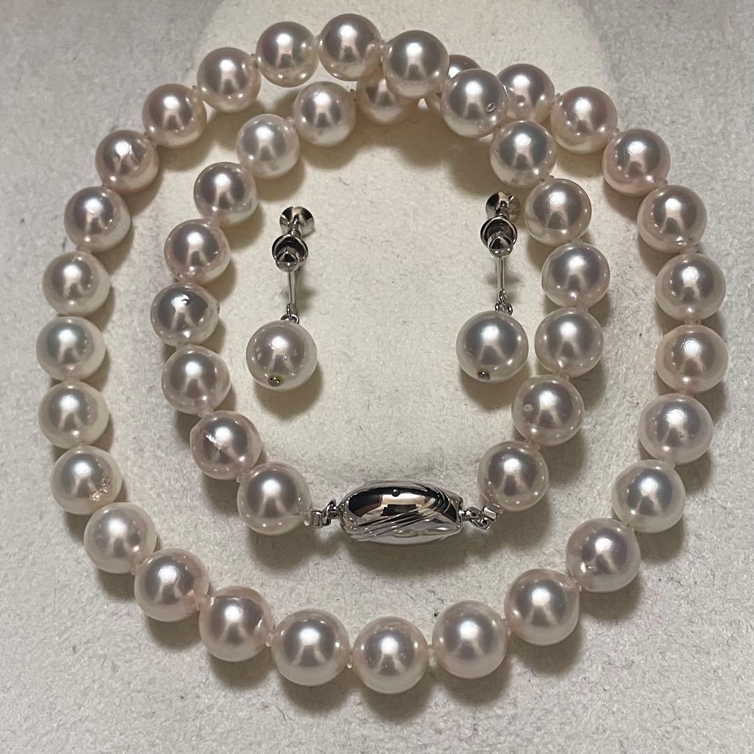 【テリ抜群✨超大珠】あこや本真珠 ネックレス イヤリング 8.5-9.0 パール