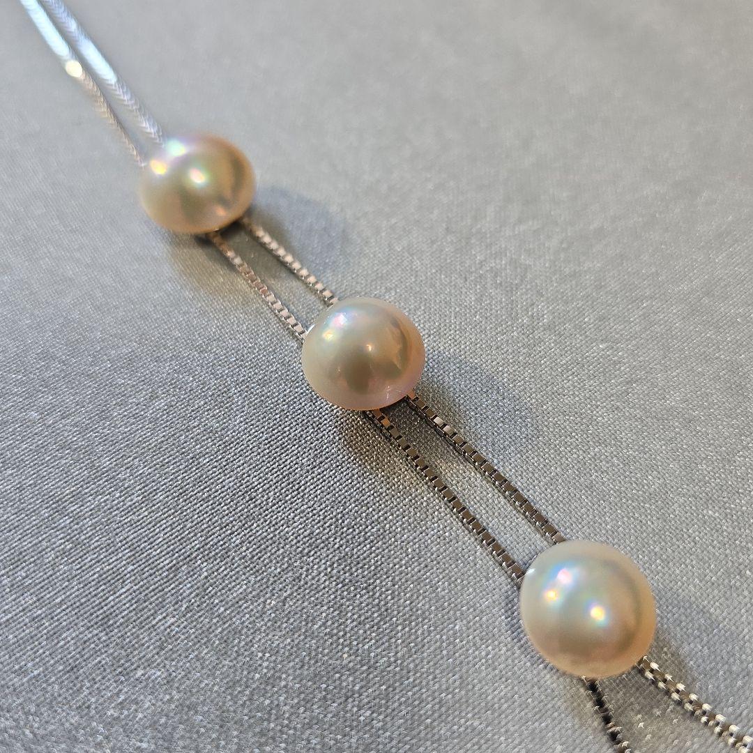 TASAKI　パール付きシルバーロングネックレス