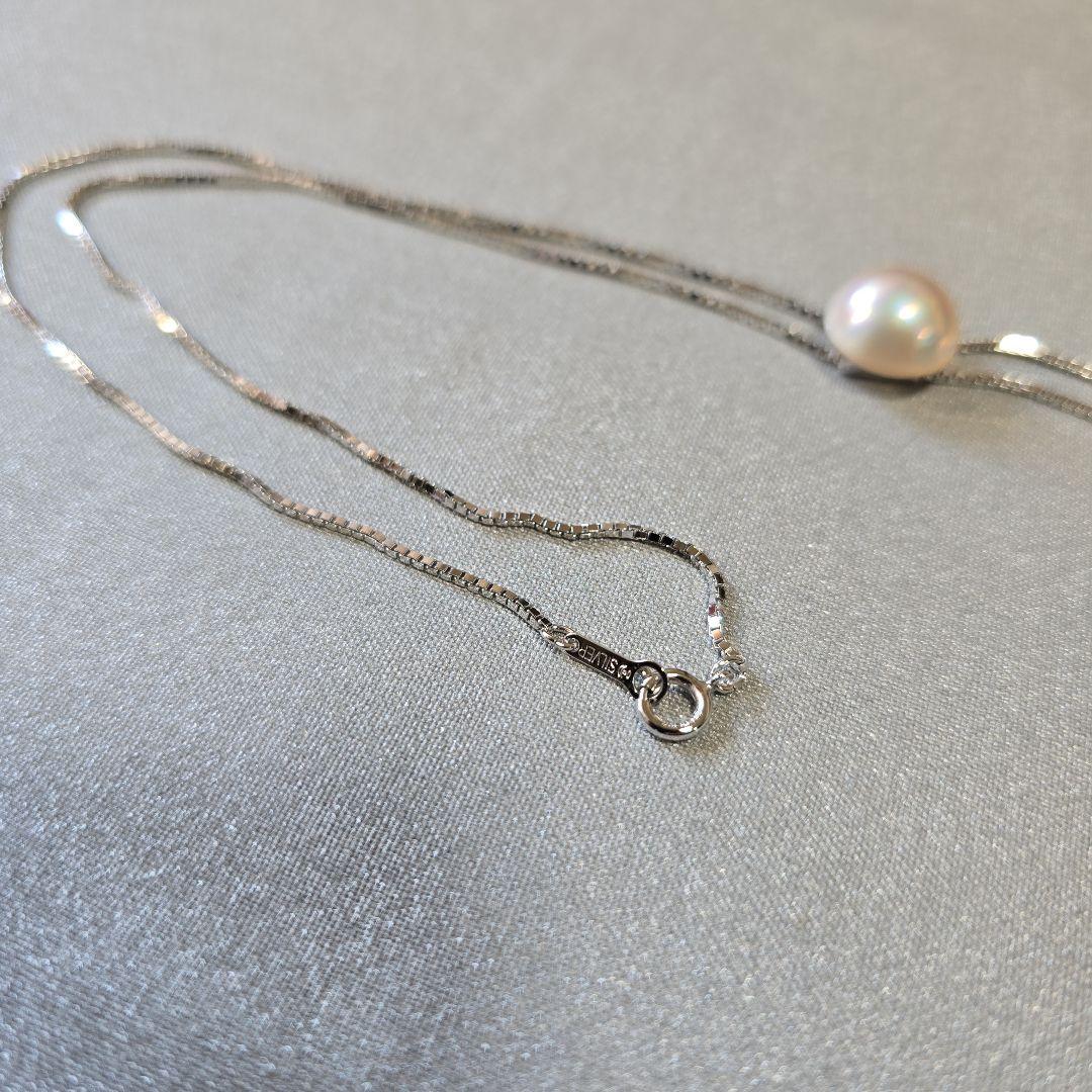 TASAKI　パール付きシルバーロングネックレス