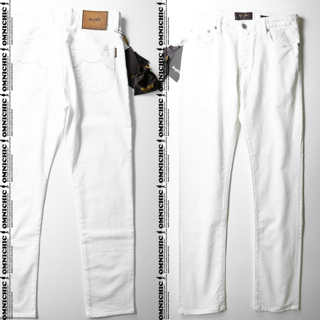 LEON記載MOORERムーレーPAVEL ホワイトストレッチデニム33/W88