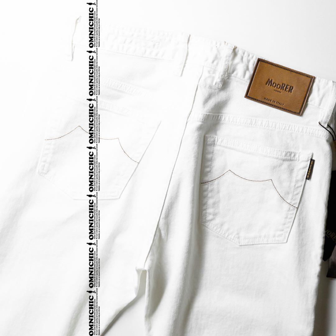 LEON記載MOORERムーレーPAVEL ホワイトストレッチデニム33/W88