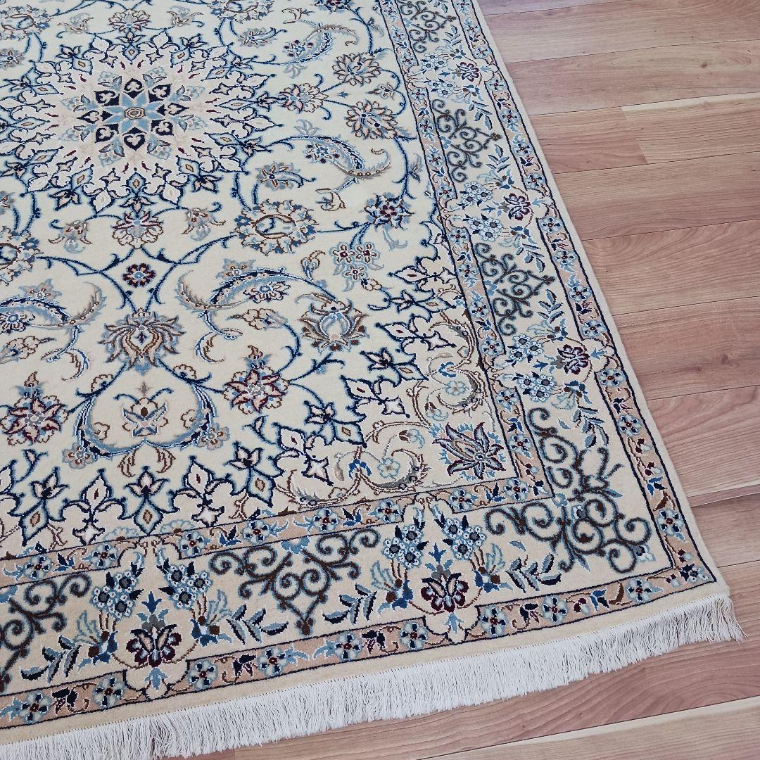 Y2601 最高級ペルシャ絨毯 イラン ナイン産 ウール 手織り 大判