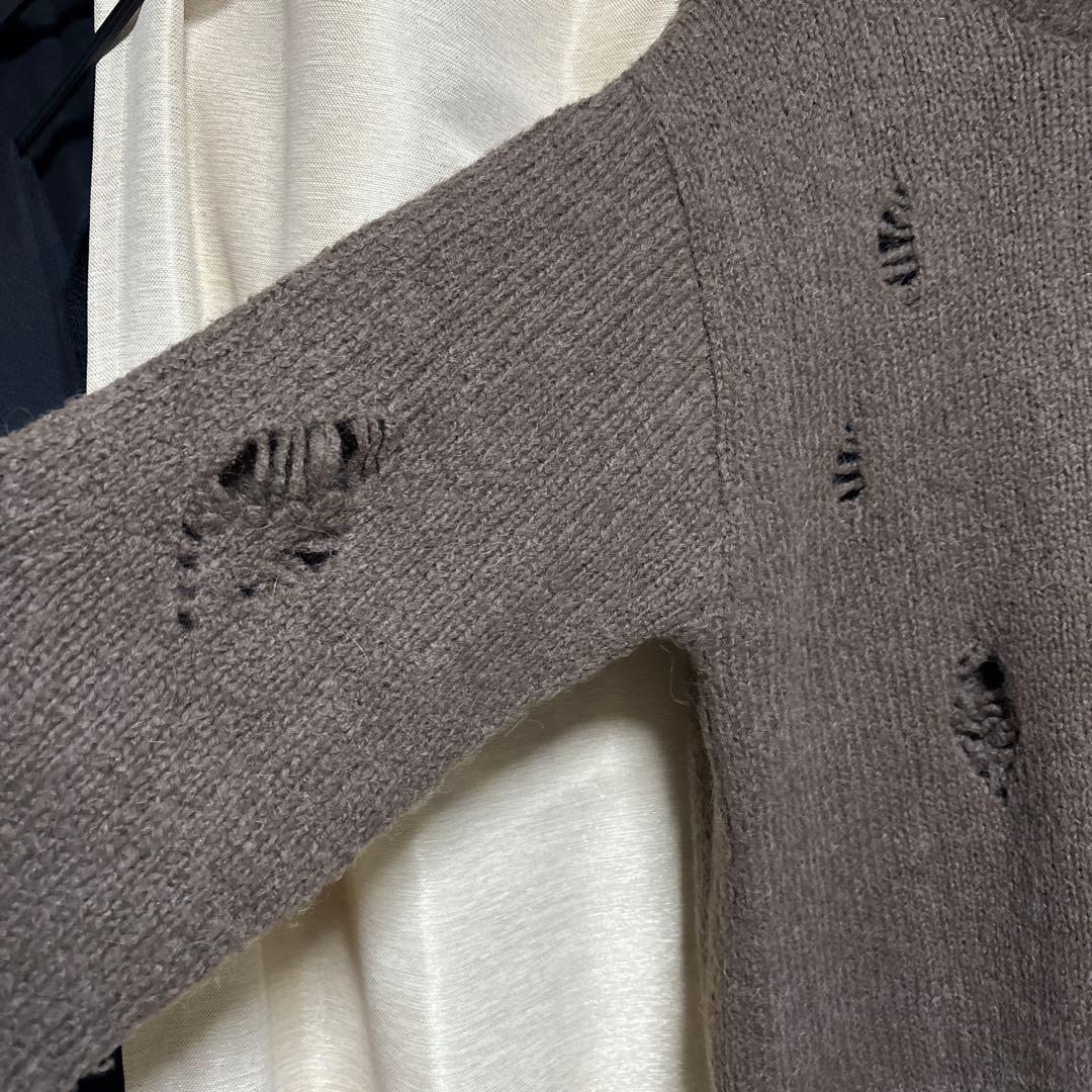 ナンバーナイン　ダメージ加工　ニット　セーター ブラウン