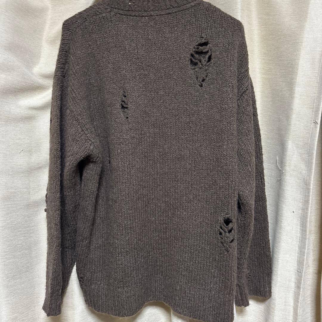 ナンバーナイン　ダメージ加工　ニット　セーター ブラウン