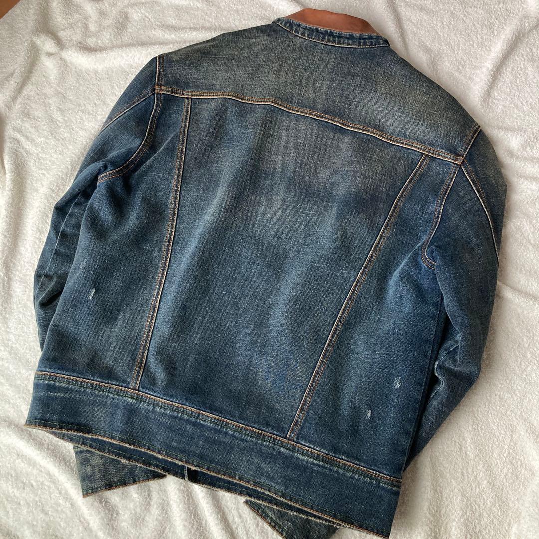 ルイジボレッリLUIGI BORRELLI レザー切替Gジャン Sサイズ