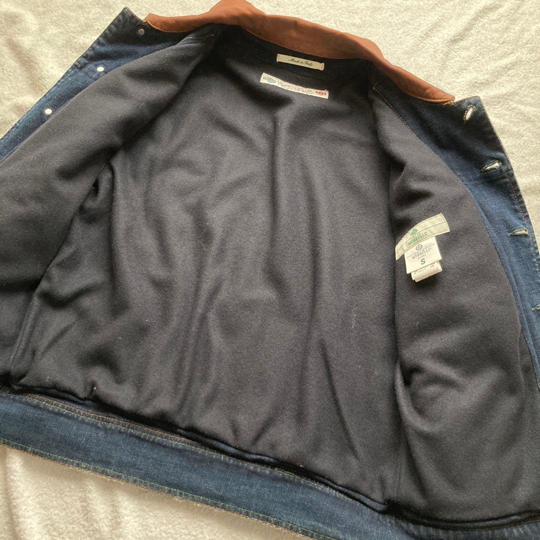 ルイジボレッリLUIGI BORRELLI レザー切替Gジャン Sサイズ