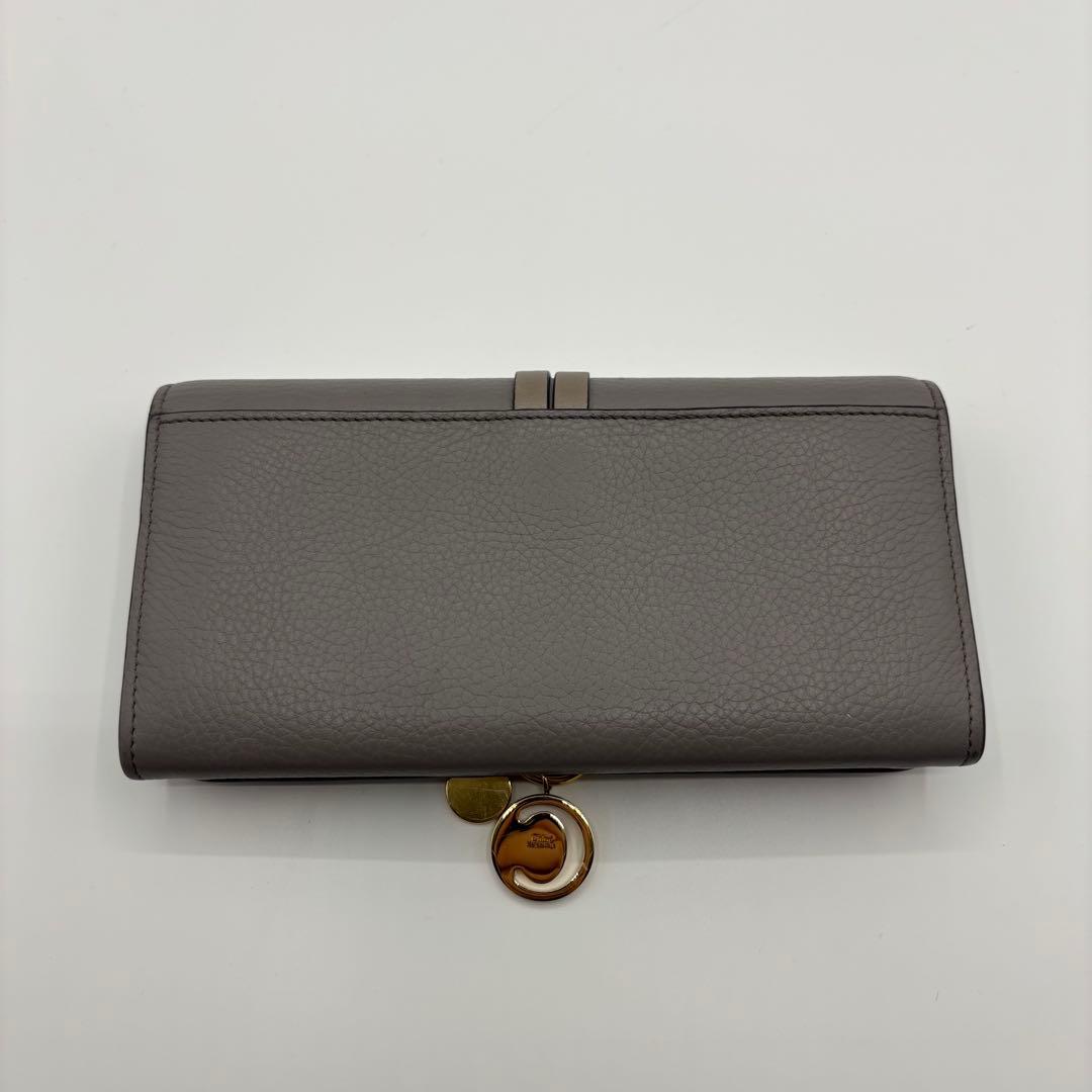 Chloe クロエ　長財布　グレー　アルファベット　レザー　レディース