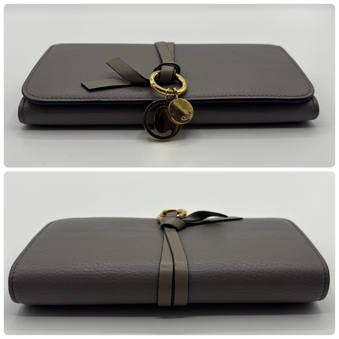 Chloe クロエ　長財布　グレー　アルファベット　レザー　レディース