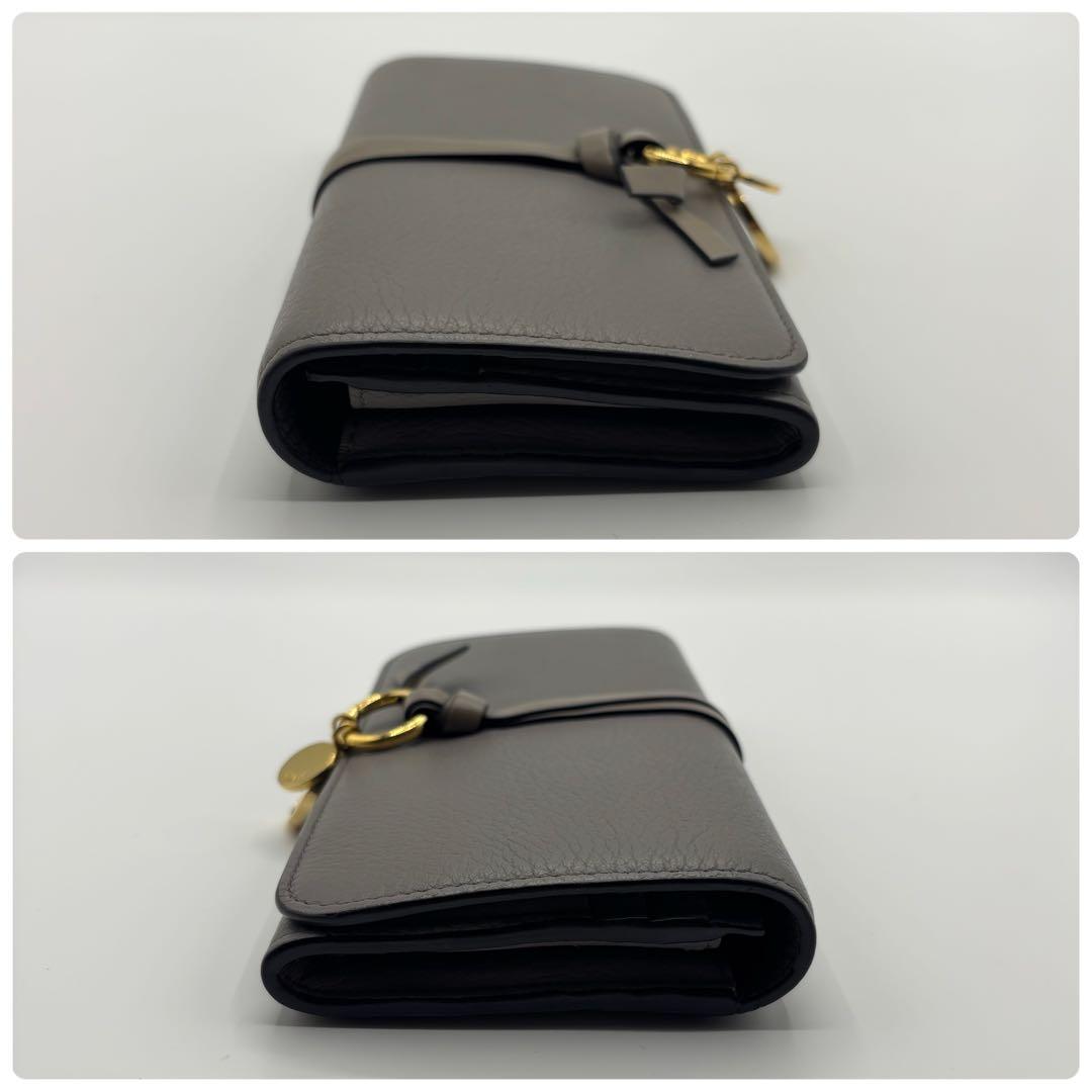 Chloe クロエ　長財布　グレー　アルファベット　レザー　レディース
