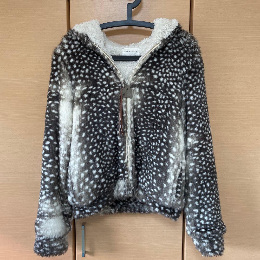 ツモリチサトゴマアザラシ柄ファーブルゾン