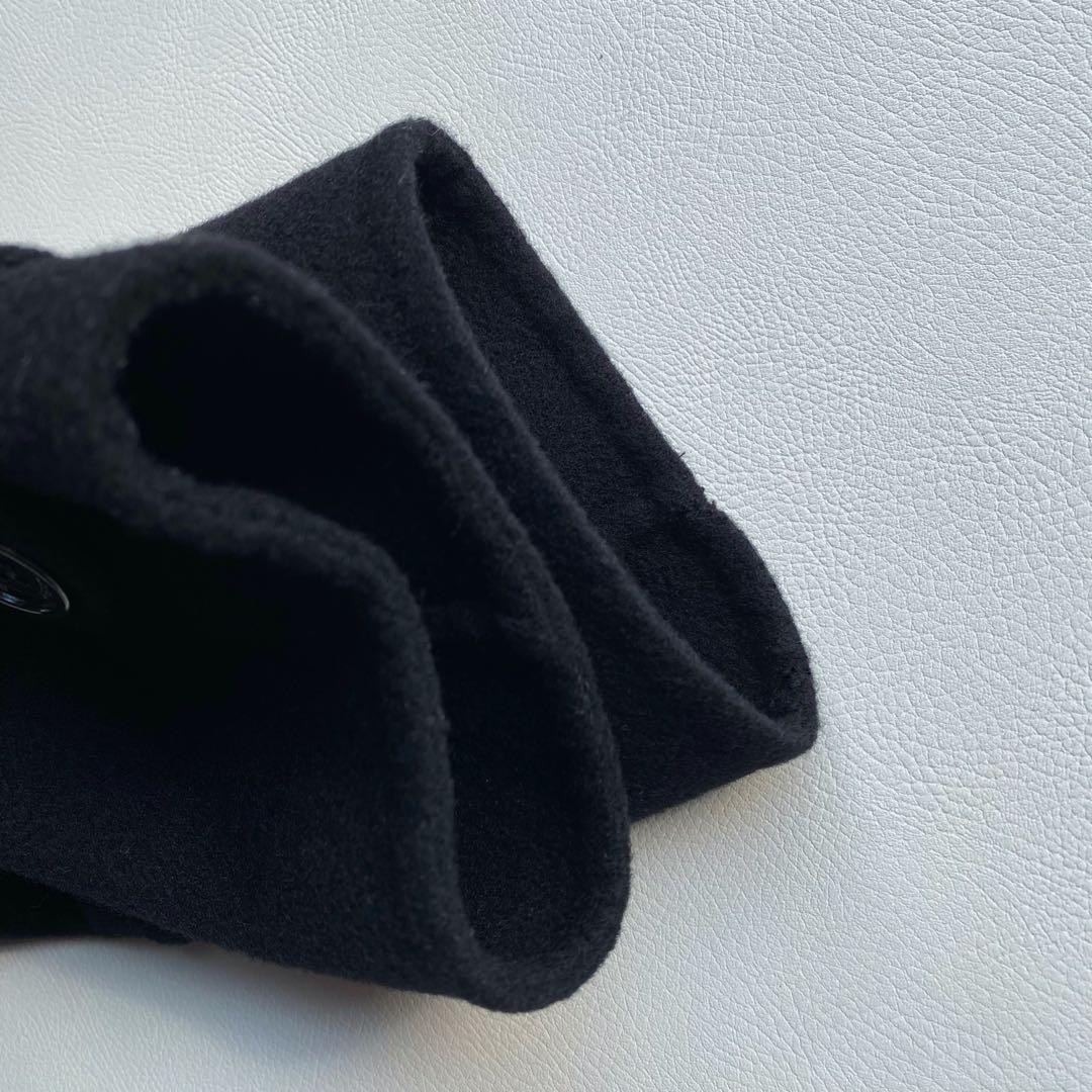 【美品/大きいサイズ44】バーバリー メガチェック ペプラム ダッフルコート 黒