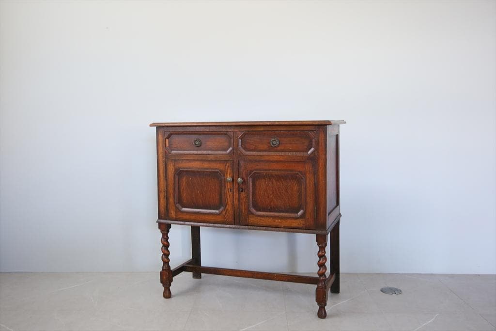 英国アンティーク木製カップボード/キャビネット/サイドボード飾り棚(89-149