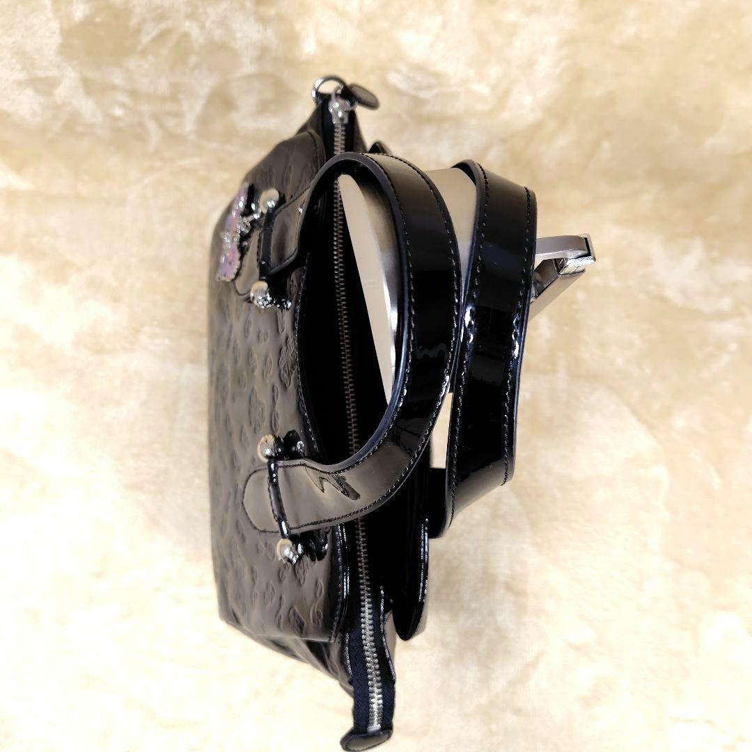 未使用級 アナスイ ショルダー ハンドバッグ バタフライ 蝶 エナメル チャーム