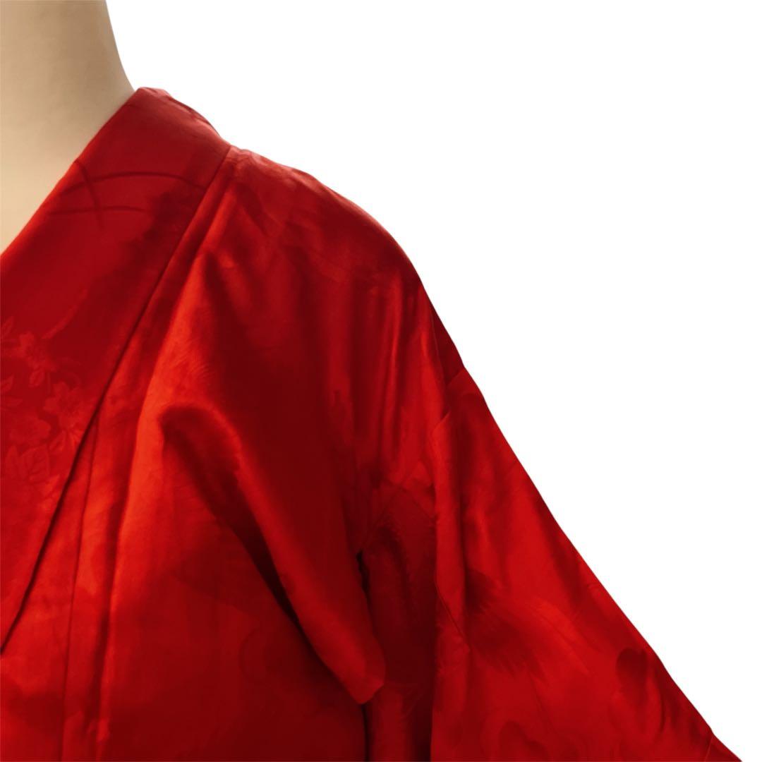 ◎mk-1198　引き振袖　襦袢　赤　美品　7-30