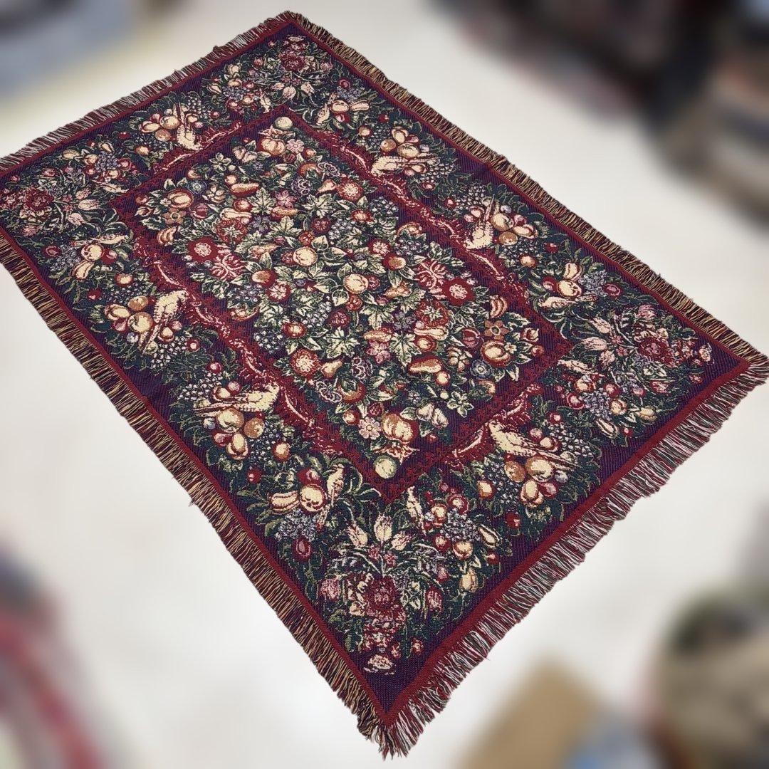 花　果物　マルチカバー　ソファカバー　ヴィンテージラグ　183x122