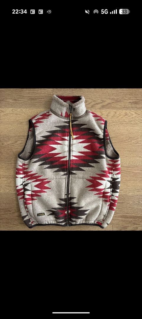 orslow 幾何学模様 フリース ベスト